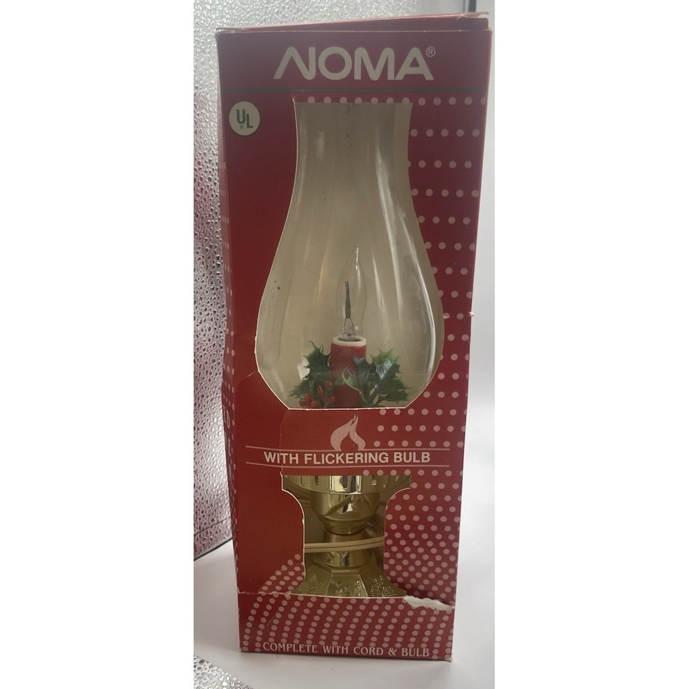 NOMA Vintage Electric Christmas‎ Flame Bulb Candle Hurricane Lamp